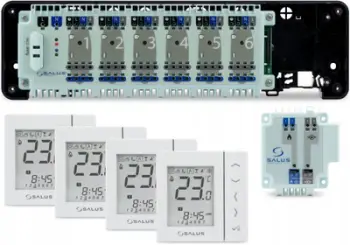 Set ngrohje nën dysheme Salus StartPack Standard, 4 termostate VS30W, manifold KL06-M, i bardhë
