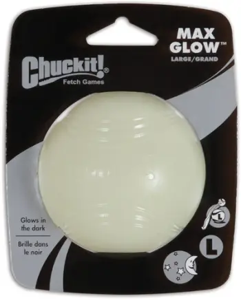 Top lodër për qen Chuckit Max Glow Ball Large, me ndriçim në errësirë, për qen të mëdhenj, jeshile
