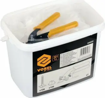 Set niveli për pllaka Vorel T04680, starter kit, me kuti plastike, portokalli