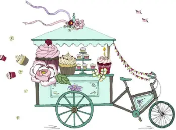 Kartolinë Clear Creations Swarovski Square, dizajn biçikletë me cupcakes, me zarf
