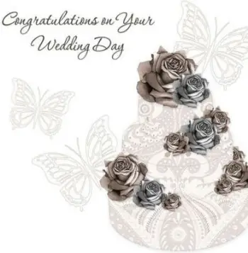 Kartolinë Clear Creations Swarovski Square Wedding Cake, me zarf, punuar me dorë