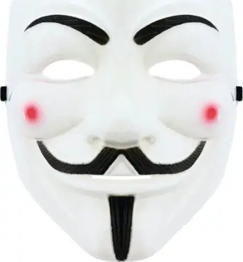 Maskë proteste Guy Fawkes, plastike, me shirit elastik, e bardhë