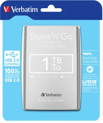 Disk i jashtëm Verbatim Store 'n' Go, 1 TB, i argjendtë