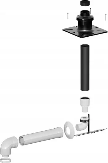 Set oxhaku Ricom Chimney Set 60/100 ZB-12, tub drejt PP 1000mm DN 80, gjatësi 5 m, i bardhë