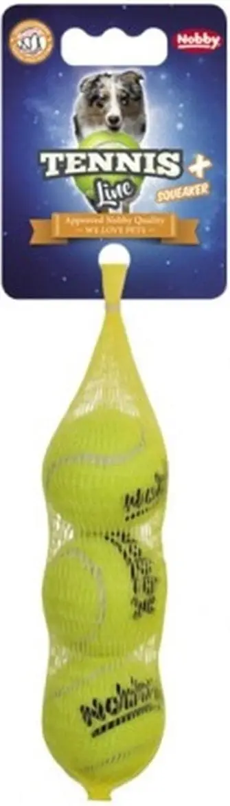 Top për qen Nobby Pet Tennis Ball, me zhurmë squeak, shumëngjyrësh