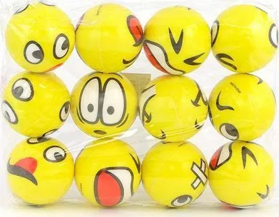 Top shkumë Adar Smiley Faces, 6 cm, set 12 copë, shumëngjyrëshe - 1