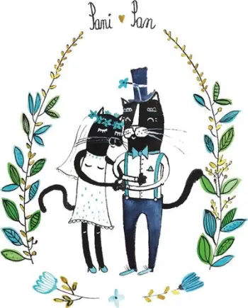 Kartolinë dasme HENRY B6 Wedding Card Black Cats, format B6, me zarf, mace të zeza
