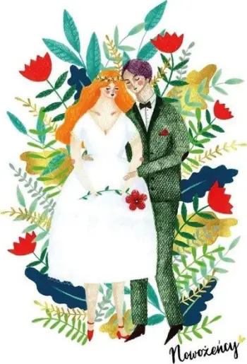 Kartolinë dasme HENRY Card B6 Wedding Couple in Flowers, me zarf, shumëngjyrëshe