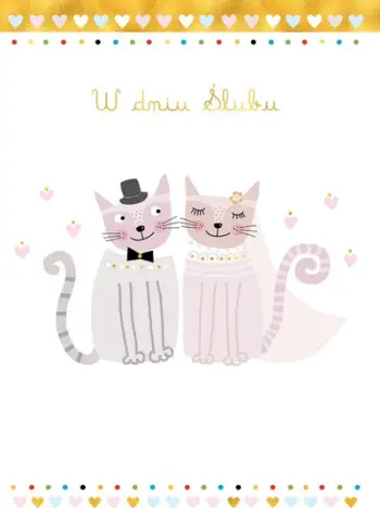 Kartolinë dasme Henry Wedding Card Cats, e palosshme, me zarf, motive macesh