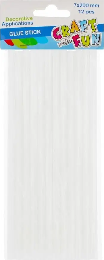 Refil për pistoletë ngjitëse Craft with Fun, 7 mm, 20 cm, set 12 copë, transparent