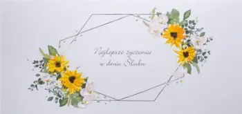 Kartolinë dasme MAK Sunflowers inscription, letër 200 g/m2, e bardhë