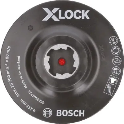 Disk mbështetës Bosch X-LOCK, 115mm, hook and loop, i zi - 1