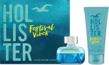 Set parfum Hollister Festival Vibes For Him, EDT 50ml, xhel dushi dhe shampo 100ml