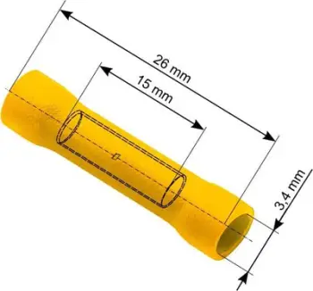 Kapës lidhës i izoluar Blow 43-027, 4.3mm 26mm, i verdhë