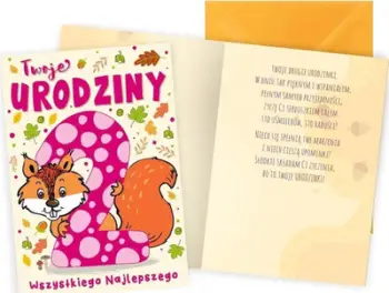 Kartolinë ditëlindje KUKARTKA Birthday Card 2 Squirrel, për vajza 2 vjeçe, madhësia B6, shumëngjyrëshe