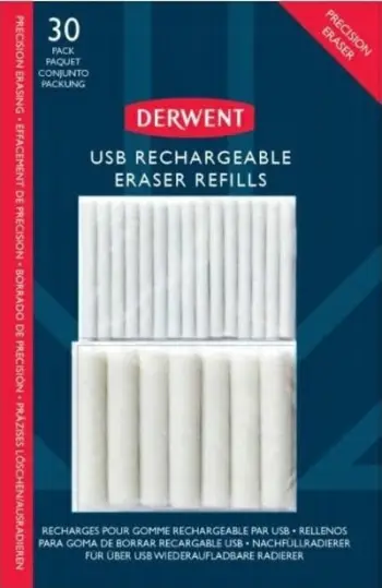 Refill gomash Derwent USB Rechargeable, set 30 copë, diametër 5mm dhe 2.4mm