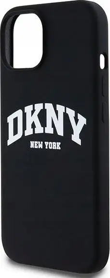 Mbrojtëse telefoni DKNY Liquid Silicone Arch Logo MagSafe, për iPhone 11, silikon, e zezë
