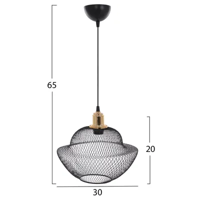Llambë e varur tavani, rrjetë moderne e zezë, Ø30×65 cm (HM7690.01), zezë - 2