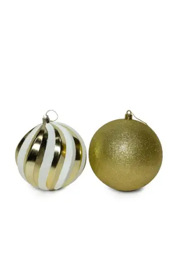 Topa dekorues 2copë, gold/argjendtë/kuqe 12cm. UNIMIKS