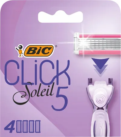 Refill për brisqe BIC Click 5 Soleil, 3 tehe lëvizëse, 4 kartridha, vjollcë - 1
