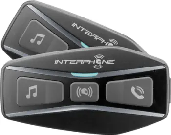 Sistem komunikimi Bluetooth për helmetë Interphone U-com 4 Double Pack, Bluetooth 5.0, set për 2 persona, i zi