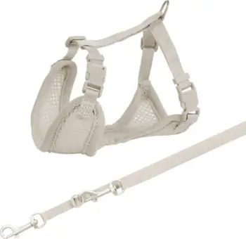 Set Parzmore dhe litar për qen Trixie Soft Harness Junior, 26–34 cm, 2m, i hirtë