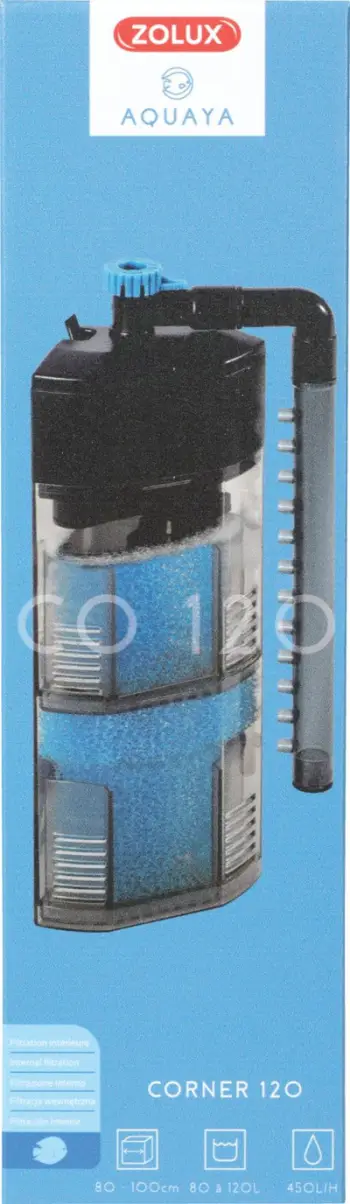 Filtër qoshe për akuarium Zolux Aquaya Corner 120, 450 l/orë, 80-120L