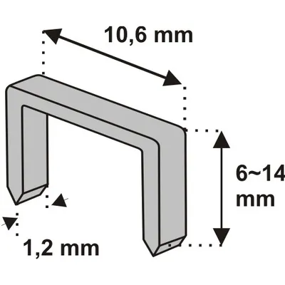 Kapëse Dedra 11Z210, D11, 1.2x10.6mm, 10mm, 1000 copë, të hirta - 2