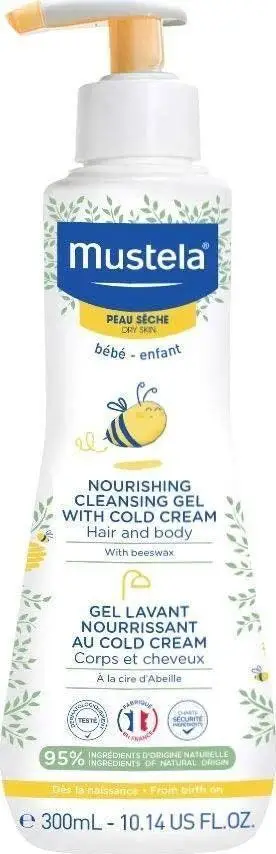 Xhel trupi dhe flokësh Mustela Nourishing Cleansing Gel with Cold Cream, për bebe dhe fëmijë