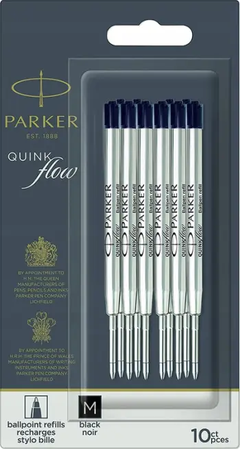 Refill stilolapsi Parker QUINKflow Ballpoint, medium, bojë e zezë, set 10 copë