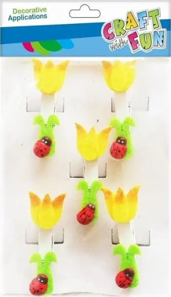 Kapëse dekorative druri Craft with Fun Little Flowers, për punime dore, shumëngjyrëshe