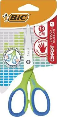 Gërshërë për të majtë BIC Comfort, 13cm, dorezë gome, ngjyrë e përzier