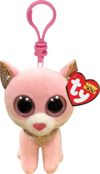 Kapëse dekorative Fiona Pink Cat Clip 35247, dizajn mace, aksesor për çantë dhe çelësa, rozë