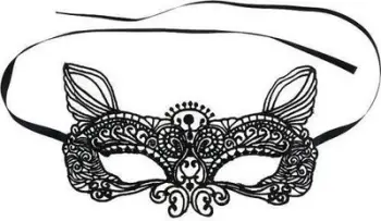 Maskë veneciane Cat Kitty Lace, dizajn mace, dantellë, e zezë