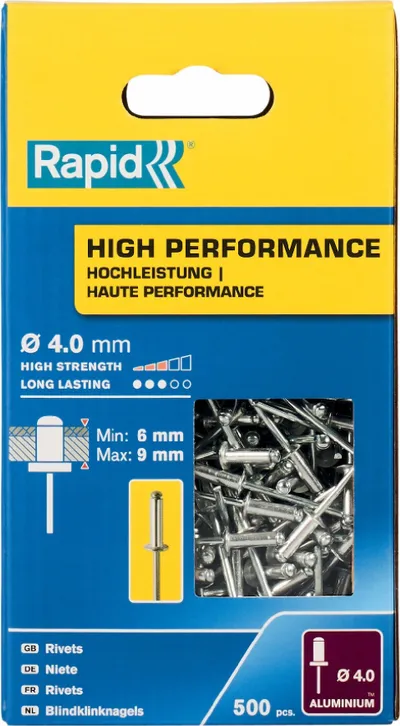 Nitna Rapid High Performance 5001434, 4 x 12mm, paketim 500 copë, argjendi - 1