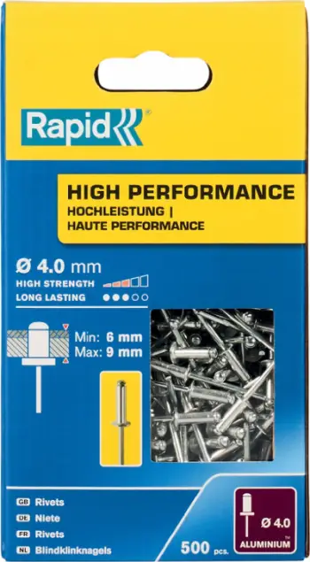 Nitna Rapid High Performance 5001434, 4 x 12mm, paketim 500 copë, argjendi