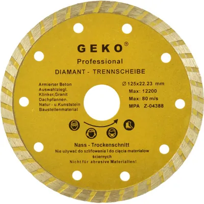 Disk prerës diamant GEKO TURBO, 125mm, vrima 22mm - 1