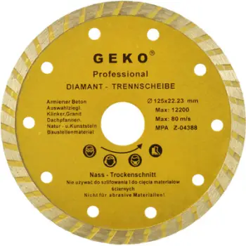 Disk prerës diamant GEKO TURBO, 125mm, vrima 22mm