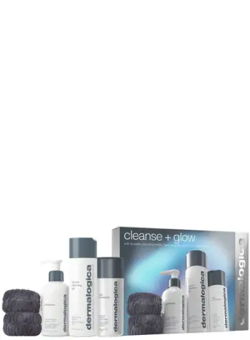 Set pastrimi fytyre Dermalogica Cleanse + Glow, xhel pastrues 250ml, vaj pastrues 150ml, eksfoliant 74g