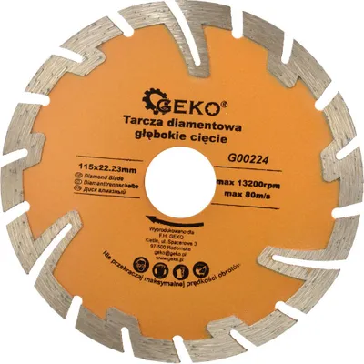 Disk prerës diamanti Geko G00224, 115mm, prerje e thellë, blu - 1