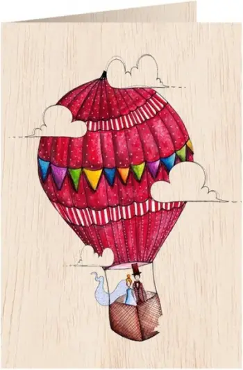 Kartolinë druri Cozywood C6, me zarf Wedding Balloon, ngjyrë natyrale