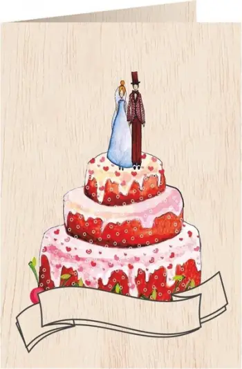 Kartolinë druri Cozywood C6, me zarf Wedding Cake, ngjyrë natyrale