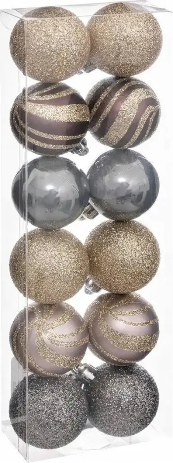 Toptha dekorativë Krishtlindjesh Atmosphera, Ø4 cm, set 12 copë, shumëngjyrësh