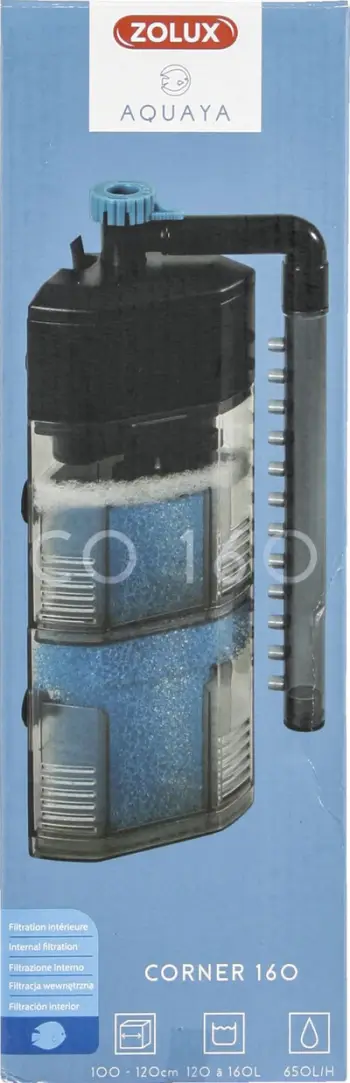 Filter uji për akuarium Zolux Aquaya Corner 160, 650 l/orë, për 120 160 L