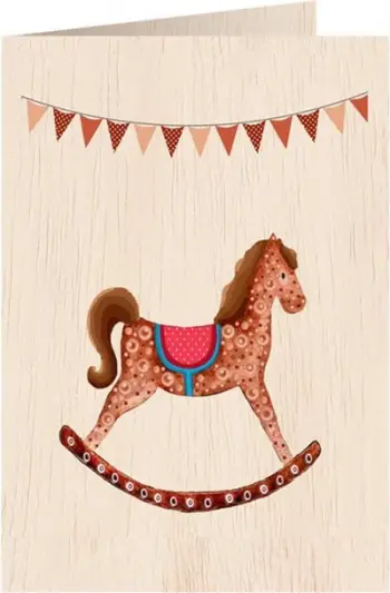 Kartolinë druri Cozywood Rocking Horse C6, me zarf, natyrale