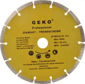 Disk prerës me diamant GEKO 180mm, segmentuar, vrimë 22.2mm