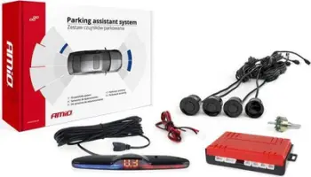 Sistem parkimi AMiO 02287 MAX LED, 4 sensorë, ekran digjital, i zi