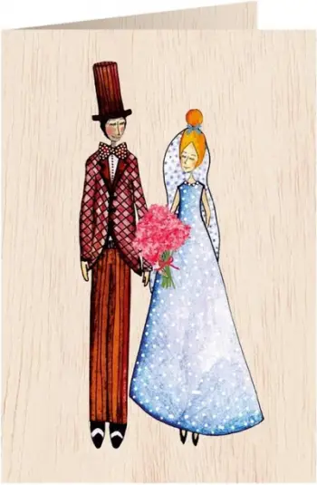 Kartolinë druri Cozywood Wedding Card Bride and Groom C6, me zarf
