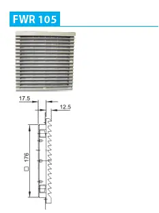 Filter ventilatori Ergom FWR 105 R37RC-01010100301, IP43, gri