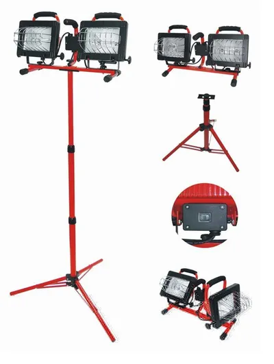 Llambë halogjene Proline me trekëmbësh, 2 x 500 W, e zezë / e kuqe - 1